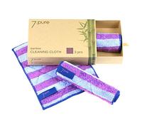 7.pure Panni per la pulizia fibre di bambù | sostenibile | 3 pezzi | 20 x 25 cm | per pulire senza detergenti - antibatterici - non lasciano pelucchi | per pulire senza sforzo