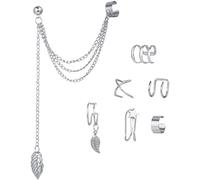 7 pz Ear Cuff Fake Lip Helix Cartilagine Clip On Wrap Orecchini Non Piercing Orecchino Set di Gioielli per Donne Ragazze, Acciaio Inossidabile Attractive And Professional