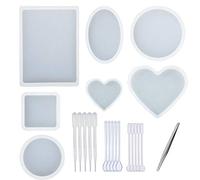 7 Pz Gioielli Resina Stampi Strumenti, Woohome Serie Resina Colata 5 Stili, 1 Pz Pinzette e 15 Pz Utensili per La Fabbricazione di Plastica per La Decorazione Della Colata in Resina Fai Da Te