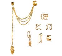 7 pz Moda Oro Stella Foglie Non-Piercing Orecchini a Clip per Le Donne Semplice Falso Cartilagine Polsino Dell'orecchio dei Monili della Clip Accessori Convenient Handled