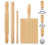 7 Pz Pasta Creazione Attrezzo Legno Gnocchi Board Con Ravioli Timbro E Rolling