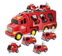 7 pz/set camion dei pompieri simulazione tirare indietro luce suono camion dei pompieri giocattoli includono irrigatore di salvataggio scala auto elicottero giocattoli per bambini per ragazzi ragaz