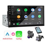 7 "Radio per auto 1 Din Carplay Android Auto Lettore multimediale HD Touch Screen Ingresso FM AUX Bluetooth MirrorLink Autoradio universale With Remote Control