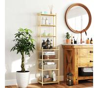 7 ripiani in bambù per bagno, mobiletto da bagno, scaffale libreria per soggiorno e lounge, 44x33x180 cm, colore legno, accessori e organizzatore per bagno estivo Descrizione:Lasciati conquistare dall