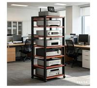 7 Ripiani Mobile Stereo Hifi Rack, Av Tower Media Stand Supporto Con Ruote Universali Regolabile Mobiletto Portaoggetti for Casa/ufficio/teatro(Red)