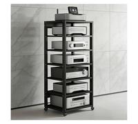 7 Ripiani Mobile Stereo Hifi Rack, Av Tower Media Stand Supporto Con Ruote Universali Regolabile Mobiletto Portaoggetti for Casa/ufficio/teatro(Nero)