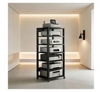 7 Ripiani Mobiletto Hi-Fi Multifunzione A, Av Tower Media Stand Supporto Con Ruote Universali Regolabile Mobiletto Portaoggetti for Casa/ufficio/teatro(Nero)