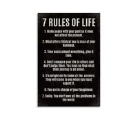 7 Rules of Life - Poster motivazionale su tela, decorazione da parete, per soggiorno, pittura per camera da letto, accessori moderni per la camera dei ragazzi e decorazioni da parete per ragazze