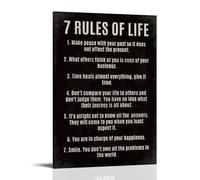 7 Rules of Life - Poster motivazionale su tela, decorazione da parete, per soggiorno, pittura per camera da letto, accessori moderni per la camera dei ragazzi e decorazioni da parete per ragazze