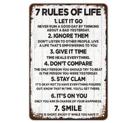 7 Rules of Life - Poster motivazionale vintage in metallo, con scritta "Let It Go,Ignore Them", decorazione da parete per casa, giardino, cortile, bar, pub, garage, esterni, 20 x 30 cm