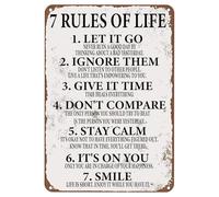 7 Rules Of Life Targa in metallo retrò con citazioni motivazionali, decorazione da parete per casa, bar, pub, giardino, ufficio, club, palestra, uomo, 20,3 x 30,5 cm
