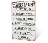 7 Rules of Life Targa in metallo vintage da parete, per soggiorno, camera da letto, cucina, bagno