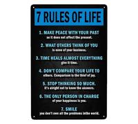 7 Rules Of Life, targa in metallo vintage, poster retrò per casa, bar, bar, palestra, camera da letto, soggiorno, bagno, cucina, decorazione artistica da parete, idea regalo, 20 x 30 cm