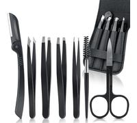 7 Set Pinzetta Sopracciglia Professionale, Romon Portatile Acciaio Inossidabile Pinzetta Sopracciglia, Pinzette di Precisione con Rivestimento Antiscivolo per Ciglia, Peli Incarniti, Peli della Barba