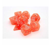 Dadi traslucidi arancioni fluo con numeri bianchi 7+1 set di dadi da 16 mm (5/8") Chessex