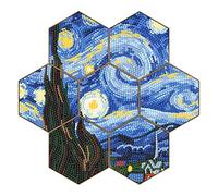 7 sottobicchieri con supporto per diamond painting 5D, sottobicchieri per decorazioni per la casa (01-The Starry Night)