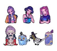 7 spille K-Kpop, spille smaltate a tema anime, per giacche e borse, spille a tema cacciatori, per bambini e adulti