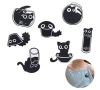 7 spille smaltate a forma di gatto nero, spille a forma di gatto, simpatiche spille in lega, spille divertenti in lega, a forma di animale, per borse, vestiti, segnalibri, giacche, cappotti, accessori