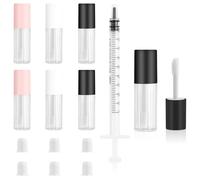 7 tubetti vuoti per lucidalabbra, 1,2 ml, trasparenti, con bacchetta, mini contenitori per cosmetici ricaricabili, contenitori in plastica per balsami per labbra, kit fai da te, 1 siringa