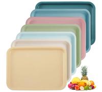 7 vassoi da portata in plastica, 30,5 x 22,0 cm, per sala da pranzo, cucina, antiscivolo, per cucina, sala da pranzo, feste, ristorante, caffetteria (7 colori)