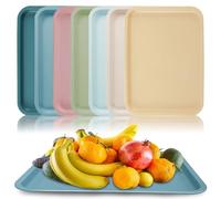 7 vassoi da portata in plastica, antiscivolo, 30,5 x 23 x 2 cm, in plastica, rettangolare, riutilizzabile, antiscivolo, rettangolare, per cucina, sala da pranzo, caffetteria