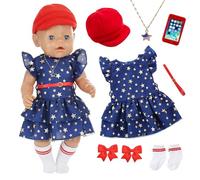 7 vestiti abiti per bambole da 12 a 18 pollici, American Girl Team Abbigliamento per bambole con vestito, cappello, calze, collane, forcine giocattolo per 30-45 cm, neonato, bambole per ragazze di