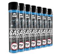 7 x AAB Bomboletta d’Aria Compressa 750ml per Pulire Accessori PC, Stampanti, Televisioni, Fotocamere e Altri, Pulizia Difficile da Raggiungere Aree, Spray con Tubo di Estensione, Compressed Air