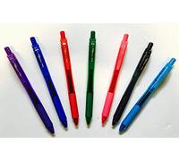 7 x assortiti Pentel BL107 EnerGel penne a sfera retrattile. 0.7 mm punta in metallo. Impugnatura in gomma. 1 pezzi: nero, blu, rosso, verde, viola, azzurro e rosa. BL107 penne gel