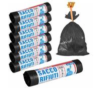 7 X ROTOLI SACCHETTI BUSTE SPAZZATURA 40LT 55X65CM CHIUSURA LACCETTO NERO 105PZ