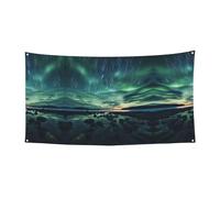 70 * 35 pollici banner decorativo, Sea Under The Aurora Borealis Holiday Banner Hanging Flag, Indoor Outdoor Festa di Natale Festa di Compleanno Banner,