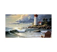 70,9 x 35,4 pollici Banner Appeso alla Parete Sfondo Banner Sea Lighthouse Sandbeach Party Sfondi Grande Festa Banner Cartello Poster Per Capodanno Laurea Matrimonio Compleanno Decorazione