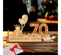 70 Anni Regali,Regalo di Denaro Compleanno 70 con Catena Luminosa LED,70° Compleanno Decorazione,Biglietto Auguri Compleanno 70 Anni,Libro Degli Ospiti in Legno,Regali per il 70° Compleanno Uomo Donna