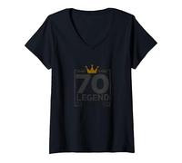 70 ° Compleanno Leggende Regalo per Uomini Milestone Celebrazione Maglietta con Collo a V, Donna, Nero, M