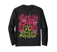 70° Compleanno Made in 1956 70 Year Perfezione Floreale Maglia a Manica