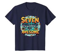 70° Compleanno Seven Decades of Awesome for Men Maglietta, Bambini, Navy, 6 Anni