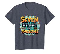 70° Compleanno Seven Decades of Awesome for Men Maglietta, Bambini, Pervinca, 10 Anni