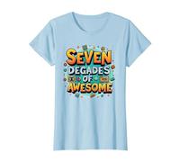 70° Compleanno Seven Decades of Awesome for Men Maglietta, Donna, Celeste, XXL