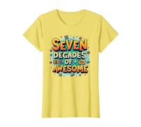 70° Compleanno Seven Decades of Awesome for Men Maglietta, Donna, Limone, 3XL