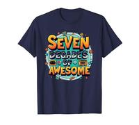 70° Compleanno Seven Decades of Awesome for Men Maglietta, Uomo, Navy, XXL