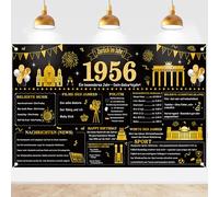 70° compleanno striscione decorativa da uomo - nero oro back in 1956 poster Happy 70th Birthday Decorazioni Grande Back in 1956 sfondo striscione 70 anni Anniversario Home Decor per la decorazione di