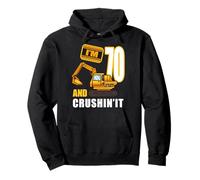 70 ° Compleanno Vehiches Construction Escavatore 70 Anni Felpa con Cappuccio