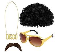 70 | Costume Funky Hippie Con Parrucca Occhiali Sole Collana Baffi, Hippies Per Feste A Temi Anni 50/60/70, Festa Halloween, Festa Natale Jingan