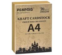 70 Fogli di Carta Kraft Marrone - 200 g/m²/75 Libbre Formato A4, Carta Cartoncino Pesante Fronte-Retro per Stampante, Creazione di Biglietti, Bricolage, Scrapbooking PAC05KPA470