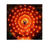 70 Led 3.3FT Giant Spider Web Lights with Hairy Spider and Cobweb for Lighted Halloween Decorations Outdoor Halloween Window Decorations Wall Garden P