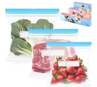 70 Pcs Sacchetti Congelatore Alimenti, Borsa Freezer Riutilizzabili, Involucro Sandwich BPA Senza, Sacca Chiusura Sigillatura Doppia per Conservare Verdure, Frutta, Snack, Carne, Cucina, Pesce, Pane