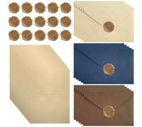 70 Pezzi Buste di Carta Vintage,Set di Vintage Carta da Lettere con Busta | Set Carta da Lettera Vintage con Buste e Adesivi,15 Buste in Lino e 15 Adesivo Sigilli di Cera,40 Carta da Lettere Vintage