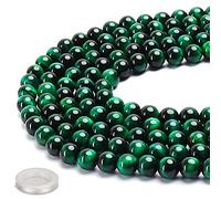 70 pezzi di gemma curativa naturale da 8 mm, perline rotonde sfuse in pietra energetica dell'occhio di tigre verde, pietre semipreziose con nastro elastico gratuito per la creazione di gioielli fai da