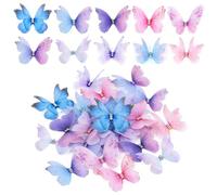 70 Pezzi Farfalle Decorative, Colori da Sogno Farfalle in Tessuto | Trapano Adesivi Murali Bambini 3D a Forma di Farfalla per Casa Giardino Portico Decorazioni Decorazione Compleanno (A)