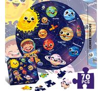 70 pezzi Puzzle grande a forma di sistema solare, adatto per bambini da 4 a 6 anni, esplorazione dei pianeti, giocattolo educativo regalo per bambini e bambine dai 3 agli 8 anni Esplora lo spazioCarta