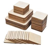 70 Pezzi Vuoti Quadrati in Legno Naturale per Sottobicchiere, Tavole 3 Diverse Dimensioni 10 x 10 cm, 8 x 8 cm, 5 x 5 cm, Spessore 2 mm.